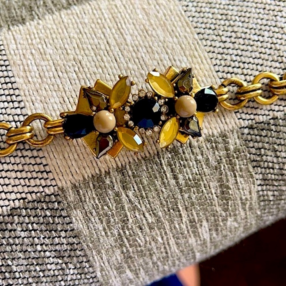 VINTAGE J.Crew Gold Rhinestone Bracelet - Picture 2 of 9